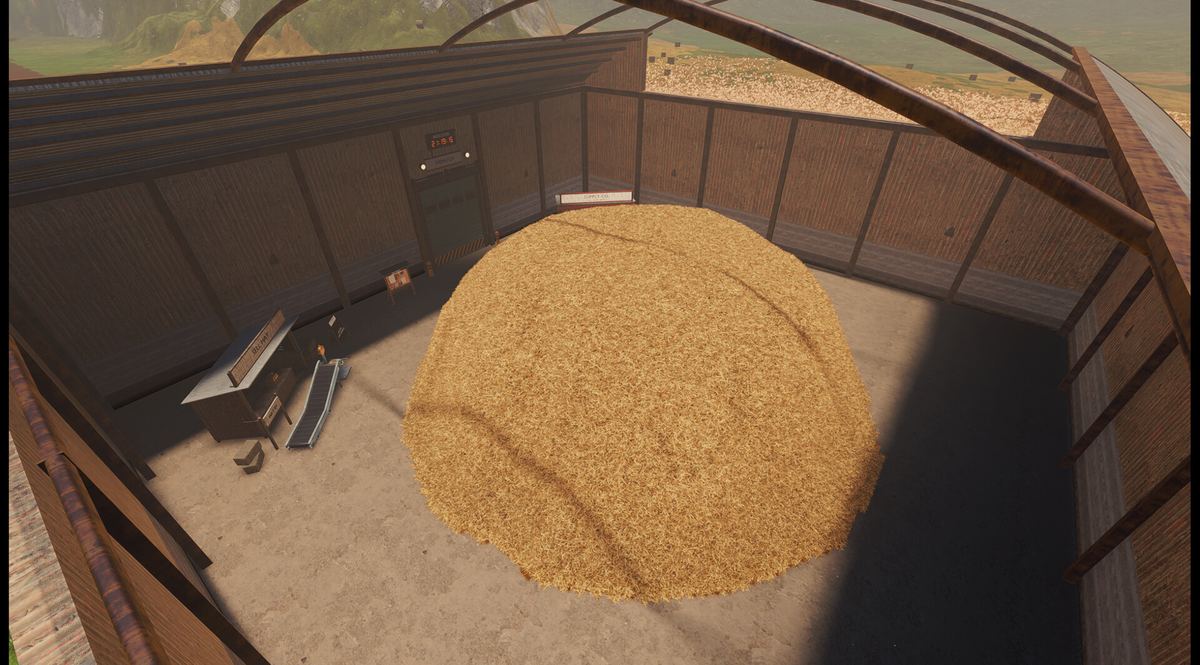 The haystack in its walled yard at the start